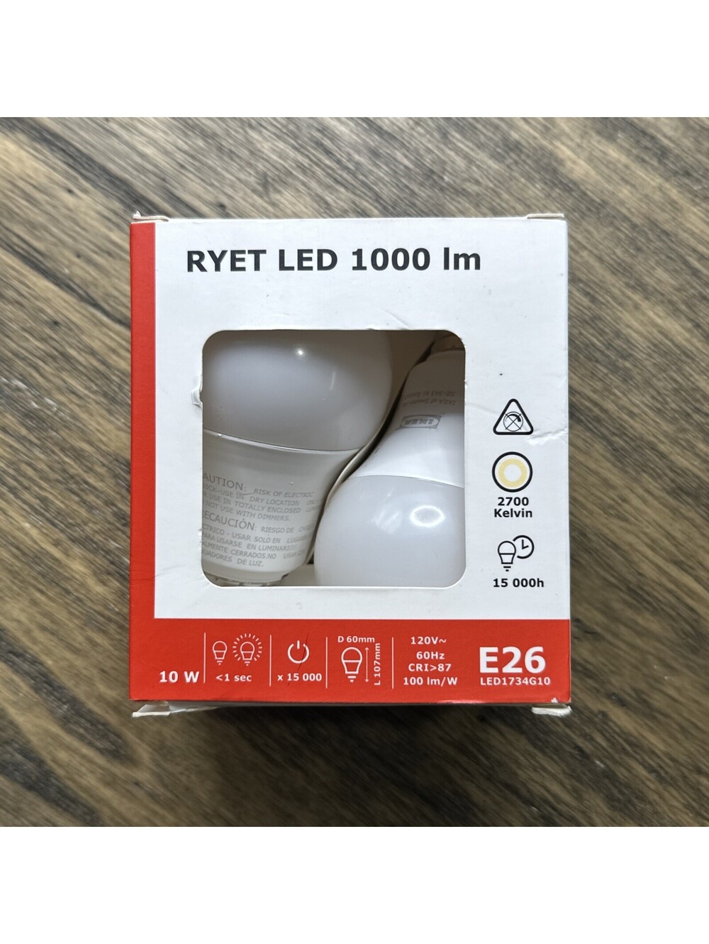 Pack of 2 Ikea Ryet 10W LED E26 Light Bulb Lamp 1000 Lumens 2700K